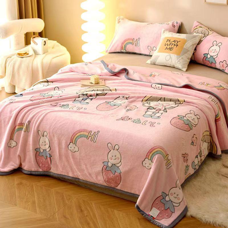Decke Winter Verdickung Warme Korallen Fleece Blätter Schlafzimmer Einfache Bettwäsche Hohe Qualität