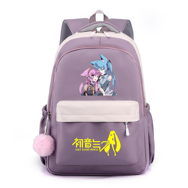 Anime Peripheral Hatsune Future School Bag Backpack Cartoon Backpack Candy Color Large Capacity Student School Bag Stationery