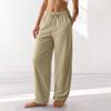 Women's Barrel Leg Sweatpant Drawstring Elastic Waisted Wide Leg Pants Casual Cotton Palazzo Trousers With Pockets