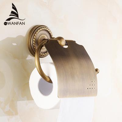 Paper Holders Antique Brass Toilet Roll Tissue Holder Bath Rack Wall Mounted Bathroom Accessories Black WC Paper Holder HJ-1308