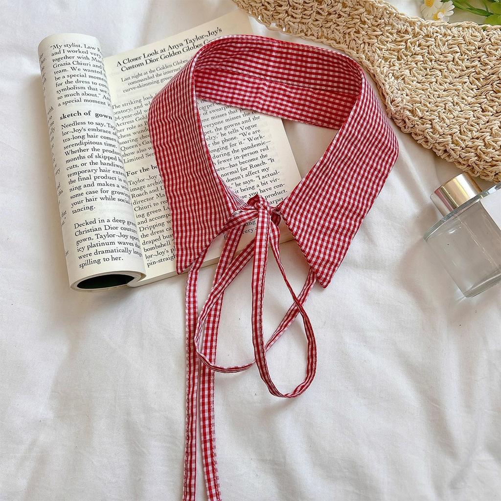 Plaid Fake Collar Women Detachable Collars For Women False Collar Lolita Lapel Tie Shawl Wrap Decoration