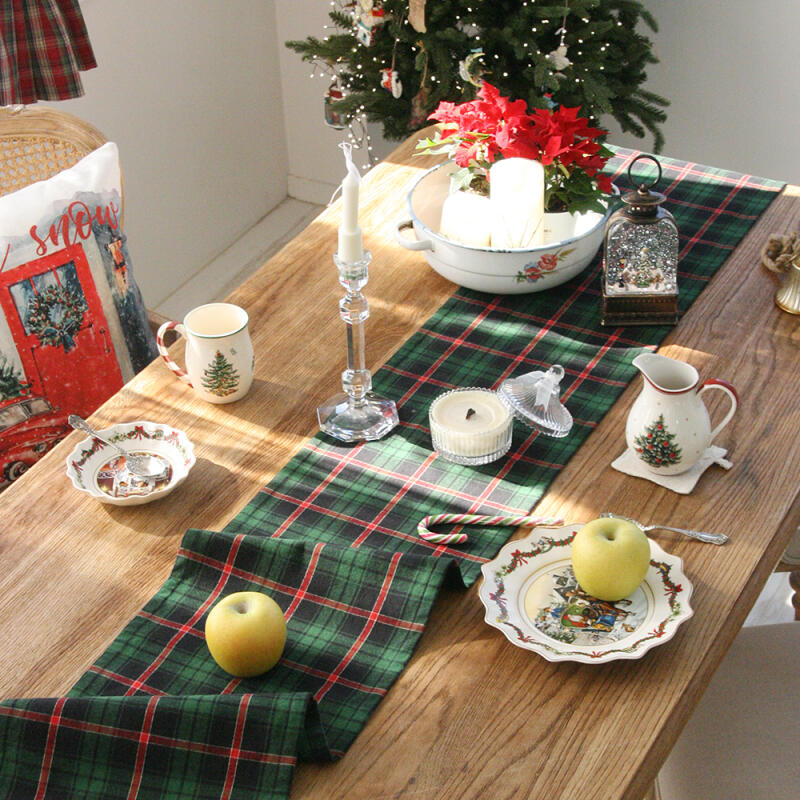 

Winter Check Table Runner for 6 People, 220cm Red check