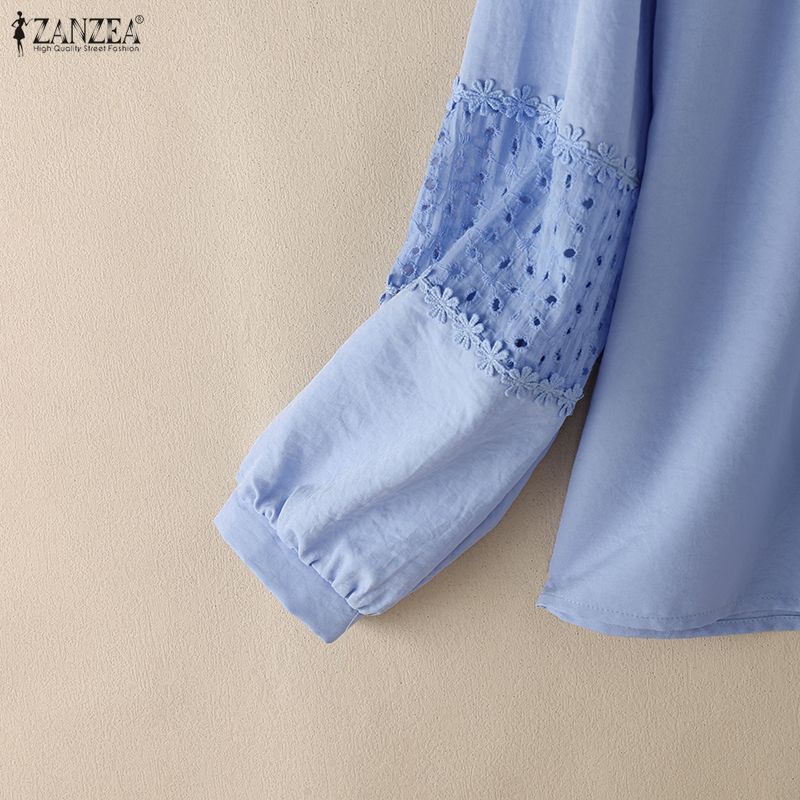 ZANZEA Dámská ležérní halenka s kulatým výstřihem a volným dlouhým rukávem