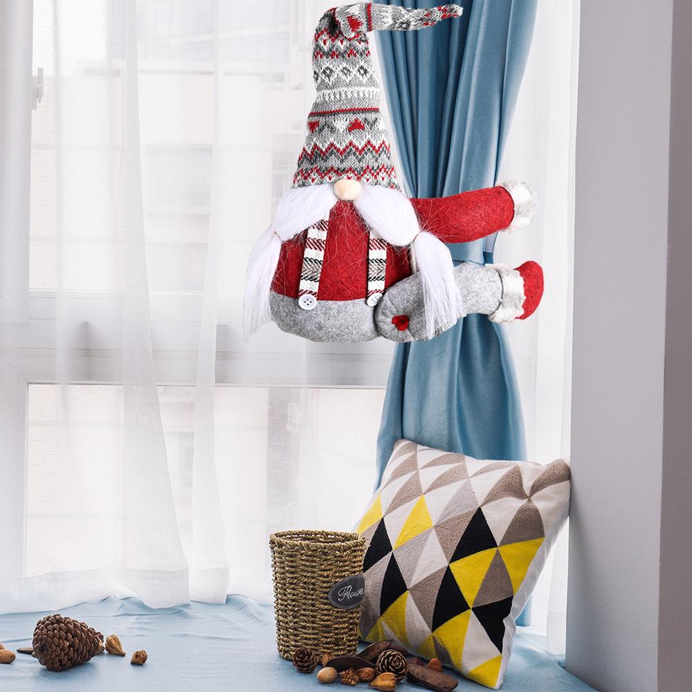 Santa Claus Christmas Curtain Buckle Doll Ornament Merry Christmas Decoration for Home Xmas Gifts New Year