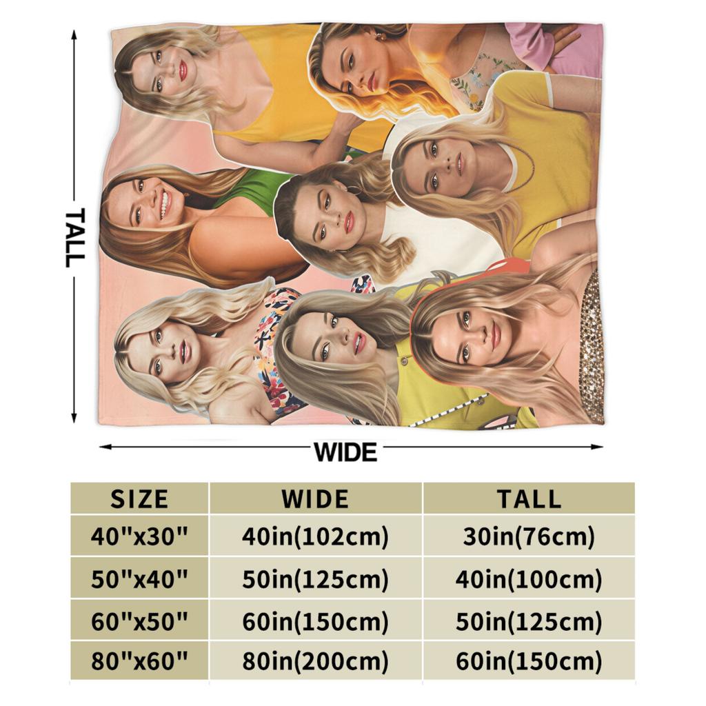 Margot Robbie Collage Bedding Throws Cozy Graphic Blanket For Living Room Picnic Flannel Bedspread Bed Cover