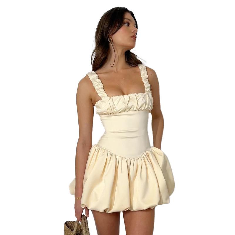 Dress Square Collar Fluffy Short Skirt