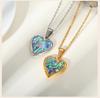 Women Heart Locket Necklace Pendant, Vintage Seashell Inlay Stainless Steel Jewelry Waterproof