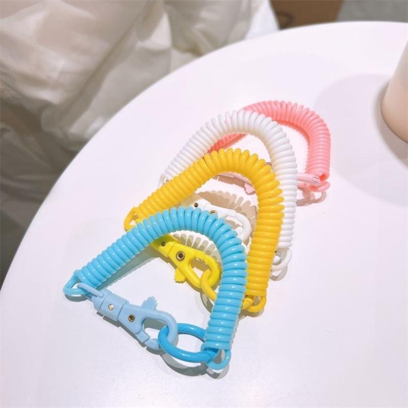 Macaron Color Anti-lost Card Holder Spring Rope Work Card Lanyard Elastic Rope Elderly Student Access Control Card Lanyard