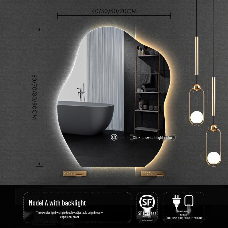 Irregular Shape LED Vanity Mirror: Wall-Mounted, Luminous, Smart Cloud Bedroom Makeup Mirror with Lights
