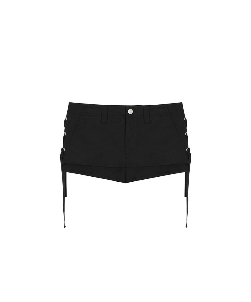 Sailpeulei Layered Lace-Up Skirt Shorts / Black