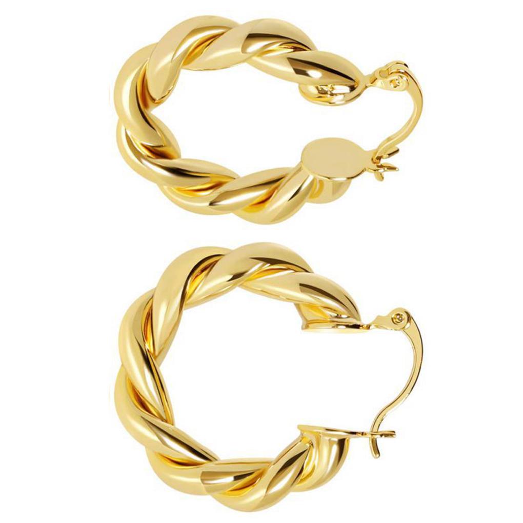 1 Pair C Shape Earrings Twisted European Style 25mm 14K Golden Trendy Ear Rings Minimalist Fashion Elegant Jewelry for Party