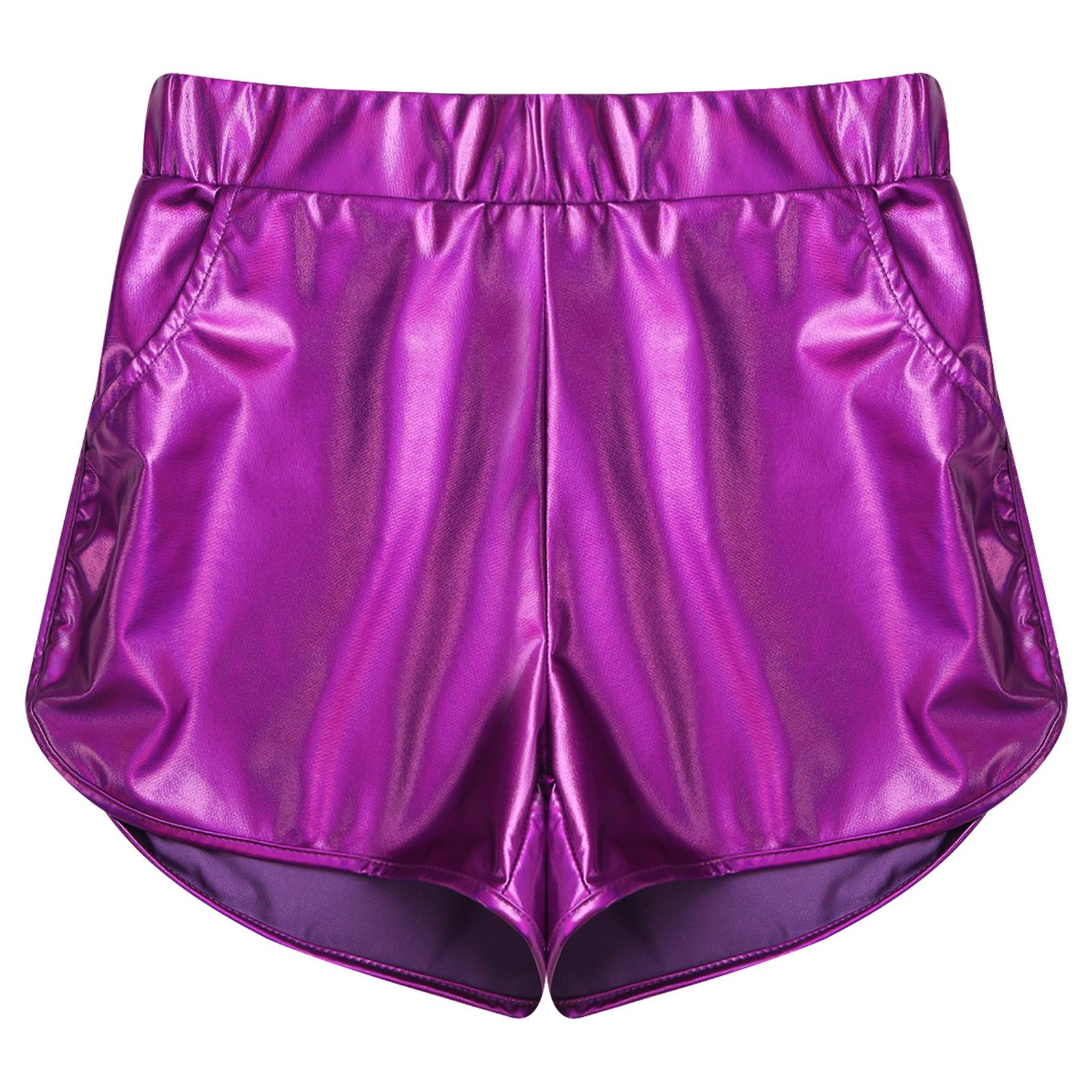 

Жіночі металеві блискучі шорти з попою, повсякденний одяг, шорти, шорти для джазового танцю, рейвів, клубної диско-музики, фестивалю фіолетовий