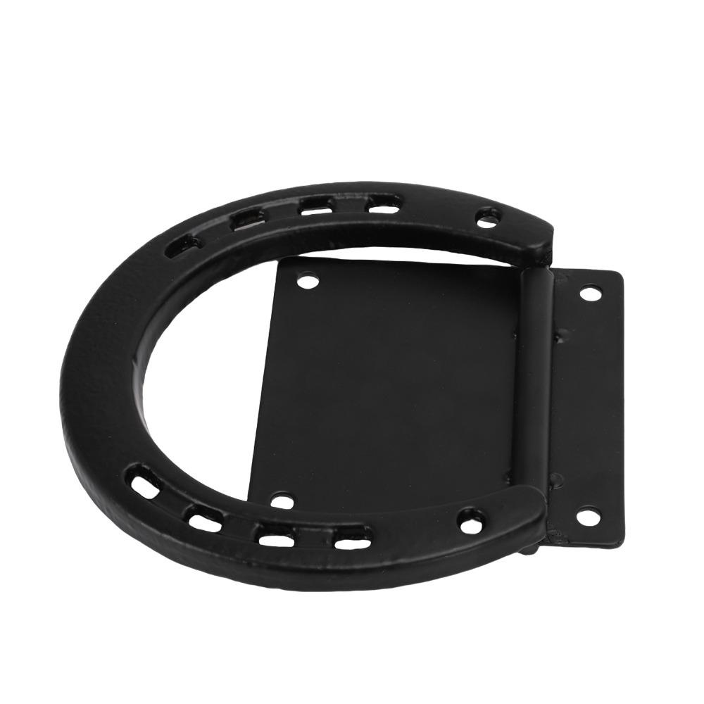 2 Set Anelli per Legare Cavalli Rivestiti in Nero Anelli per Legare a Ferro di Cavallo in Acciaio Gancio Resistente per Legare Cavalli FBox Cavalli