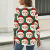 Women's Fashionable Casual Three Quarter Sleeve Christmas Printed Round Neck Top