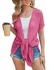 2024 European Mesh Crochet Short Sleeve Long Cardigan Cover-up
