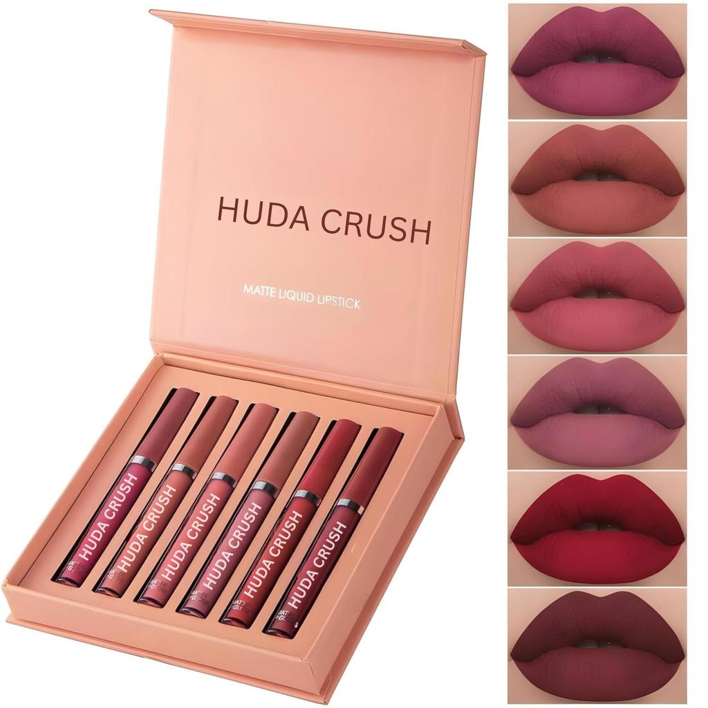 HUDACRUSH 6Pcs Nude Lipstick Combo Set - Long Lasting, Waterproof Matte Lipstick for Women | Ideal for Dusky Skin Tone & Fair Tone | Includes Import