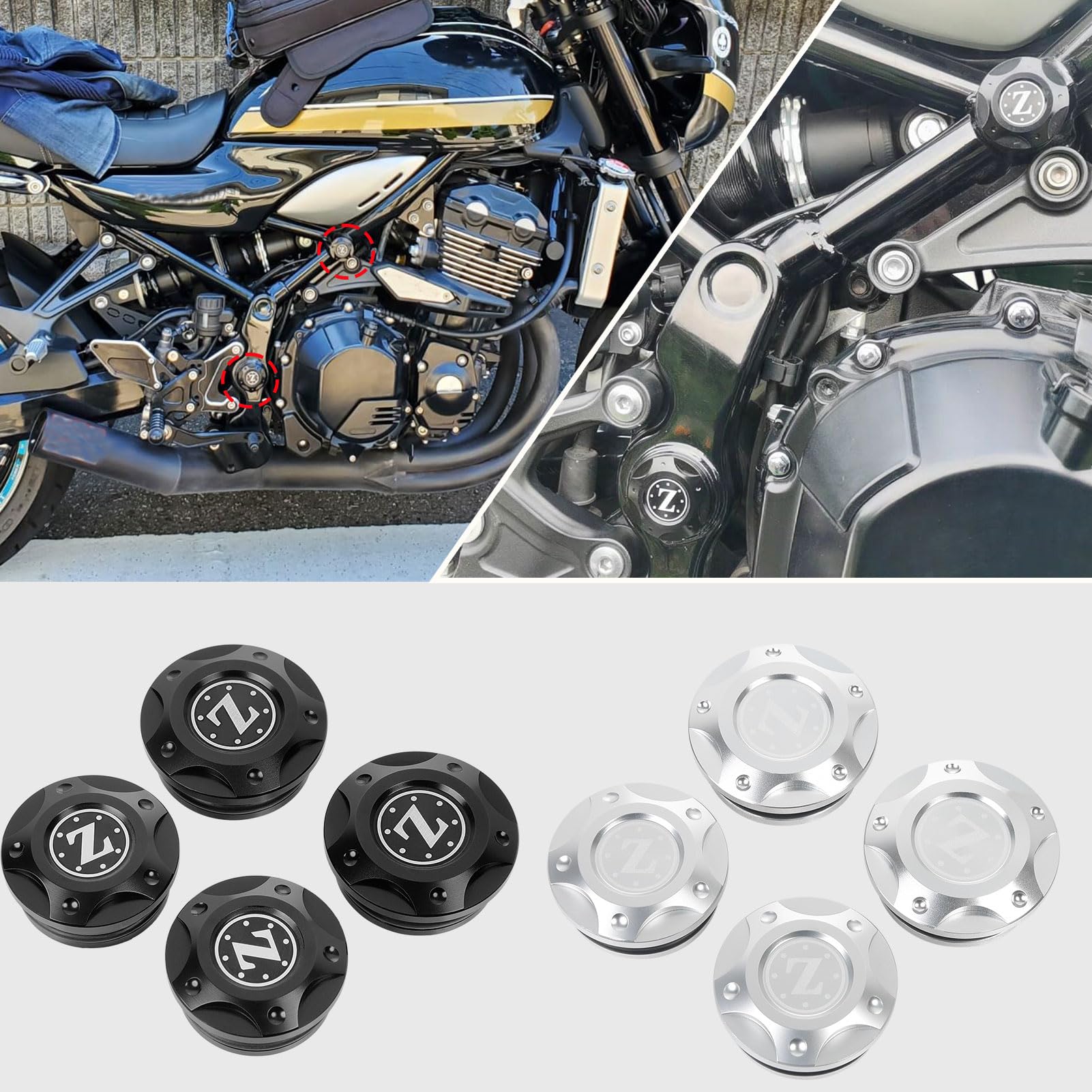 

WOOGA Motorcycle End Cap Hole Cover Decorative Plug Suitable for Kawasaki / Kawasaki Z900RS/Cafe серебряный