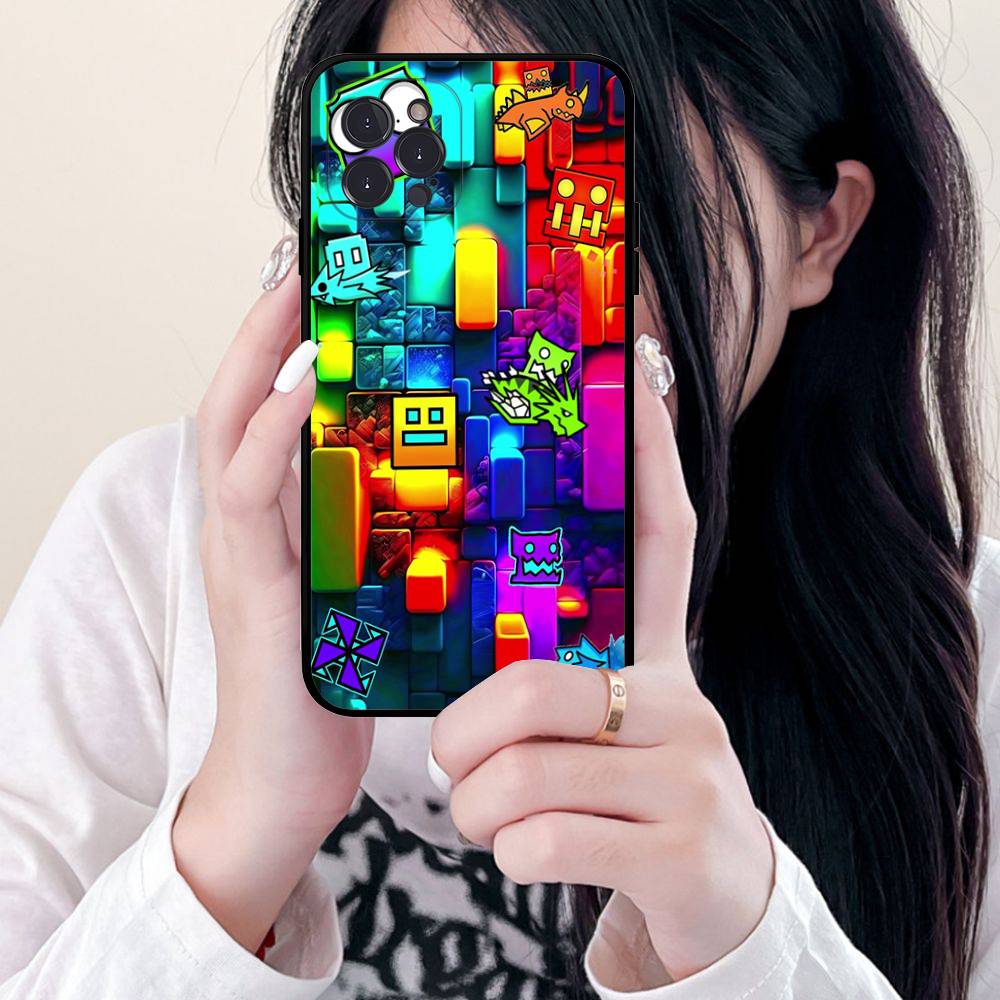 Game Geometry Dash For IPhone 17 16 15 14 13 12 11 Pro Max 13 17Air Shockproof Soft Phone Cases Coque