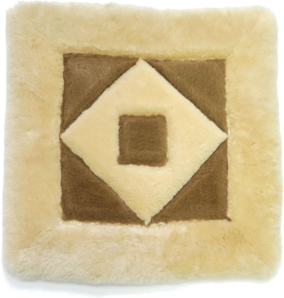 FURFURMOUTON High-Density Sheepskin Seat Cushion, European Design, High-Low Type, for Living Rooms, Chairs, and Cars (43x43cm, Beige)
