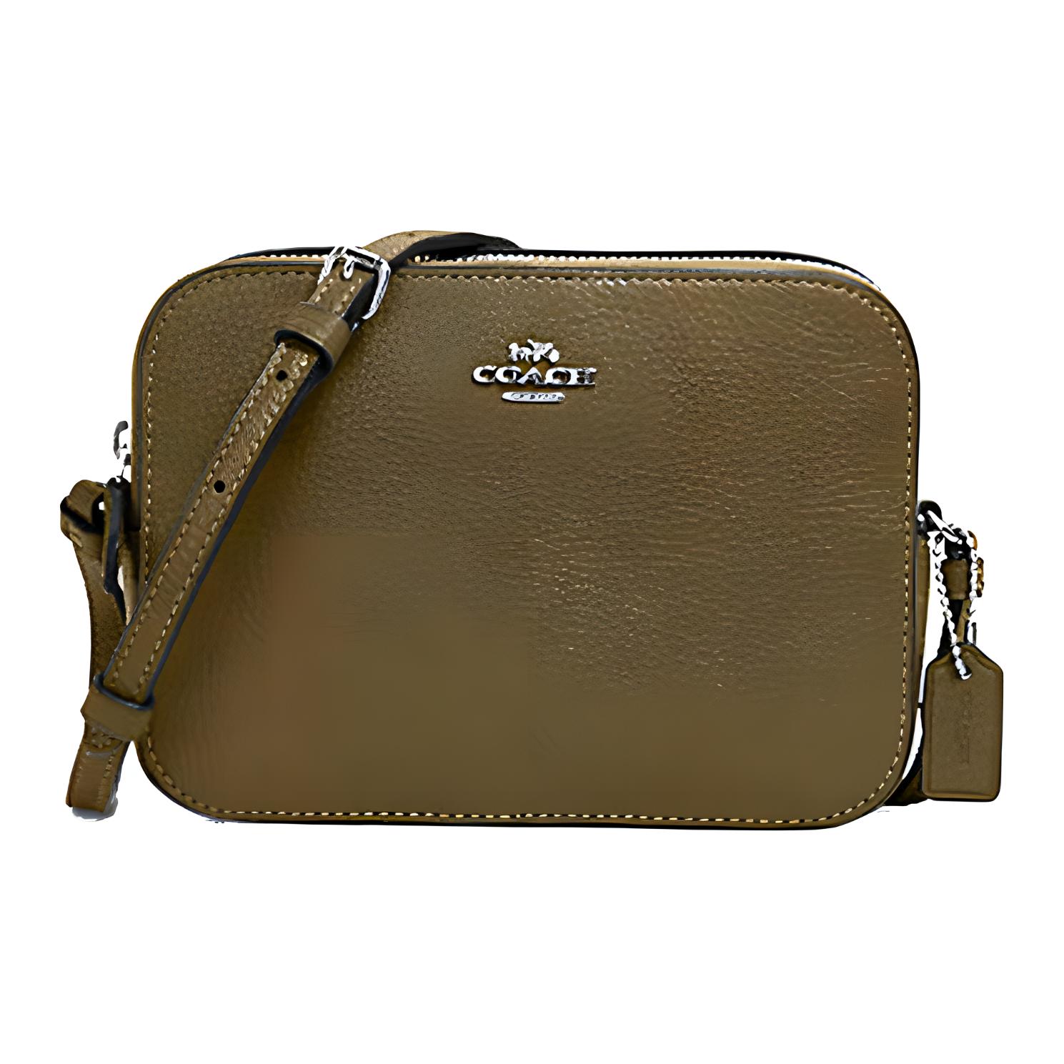

Coach Camera 18 Letter Logo Adjustable Shoulder Strap Pebble Leather Camera Bag Mini Women shoulder bag Olive-Green 87734-QBDB7 Basic Set (Bag+Dust Bag)
