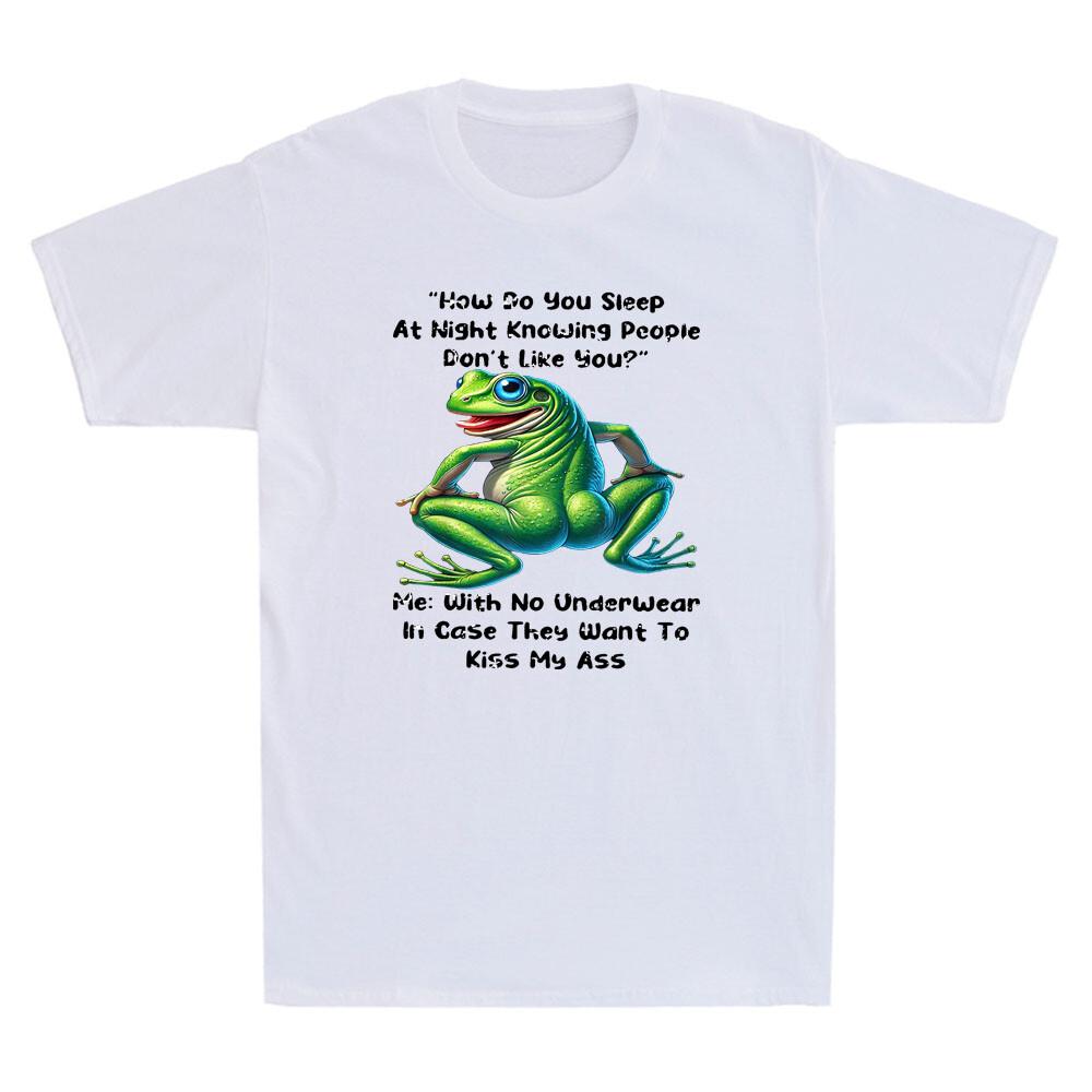 How Do You Sleep At Night Knowing People Funny Frog Graphic Quote Men s T-Shirt S