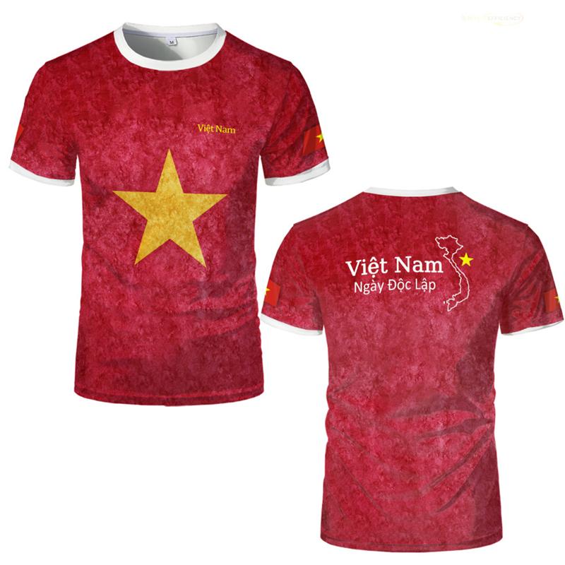 Vietnam Independence Day Flag Pattern T-shirt Fashion Summer Emblem 3D Printed Short Sleeve Top Men's Casual Comfortable Round Neck Clothing