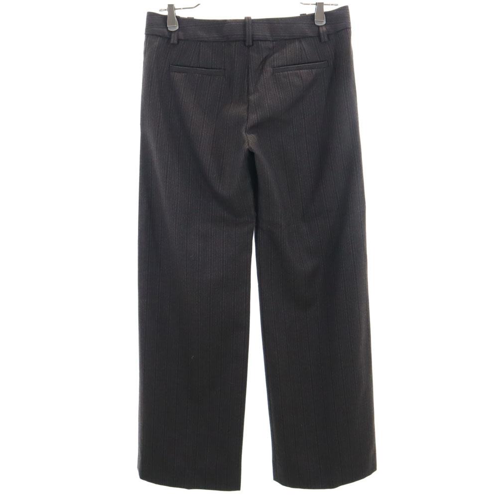 Chloe French Wool Striped Pattern Slacks Pants T36 Brown Women Used