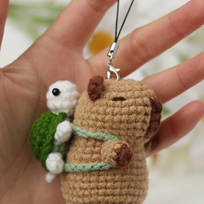 Animal Keychain Crochet Set Knitting Supplies with Step-by-Step Video Tutorial Instruction for Beginner Kid Adult