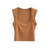 Crop top fără mâneci, sexy, slim-fit, cu gât pătrat, pentru femei