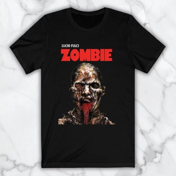 Zombie Lucio Fulci Horror Movie Men s Black Graphic T Shirt Fr XXXXL
