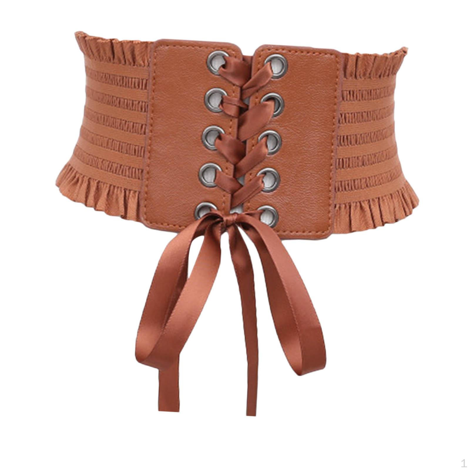 Corset Waspie Legat Wrap Elastic cu Accesorii Fundă Ciucuri Bandă Sub Bust pentru Rochie Light Brown brown