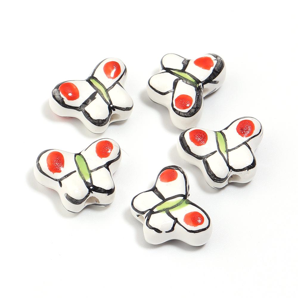 5pcs 17x13mm Butterfly Ceramic Beads Colorful Floral Glaze Loose Spacer Beads For DIY Jewelry Making Bracelet Necklace Supplies