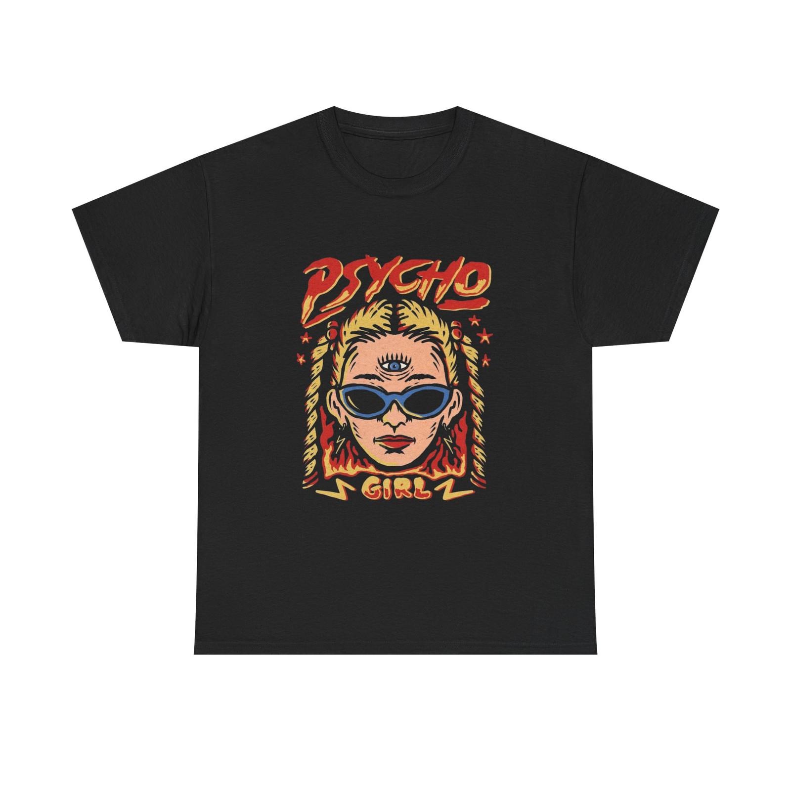 

Psycho Girls Cartoon Graphic T Shirt Mens Womens Tees Top Unisex Heavy Cotton Tee S