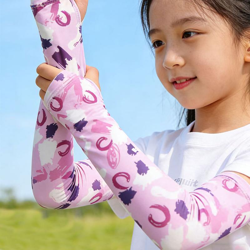 Mangas de Brazo para Correr en Verano Niños Puño Ajustable Protección UV Cubrebrazos Parasol Seda de Hielo Protección Solar Exterior Mangas de Brazo
