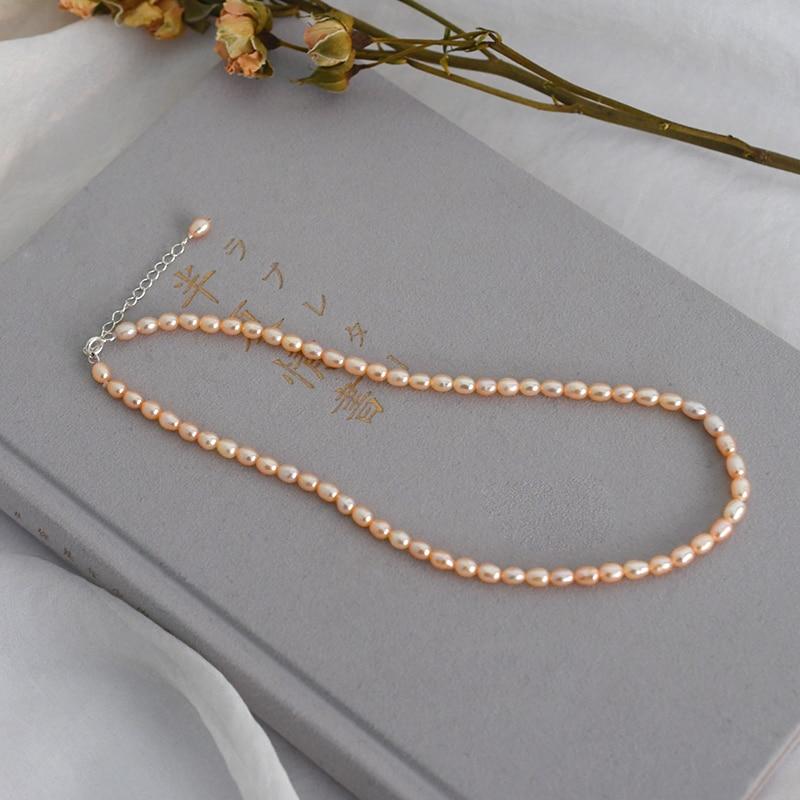 3 4Mm Mini Natural Freshwater Pearl Necklaces Nuptial Wedding Occasion For Women  Sterling Tone JewelryTrendy Necklaces