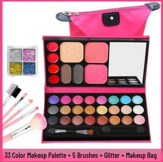"Kit de Machiaj pentru Începători": Paletă Fard de Ochi, Blush & Pudră pentru Studenți și Spectacol de Scenă de Ziua Copilului"
