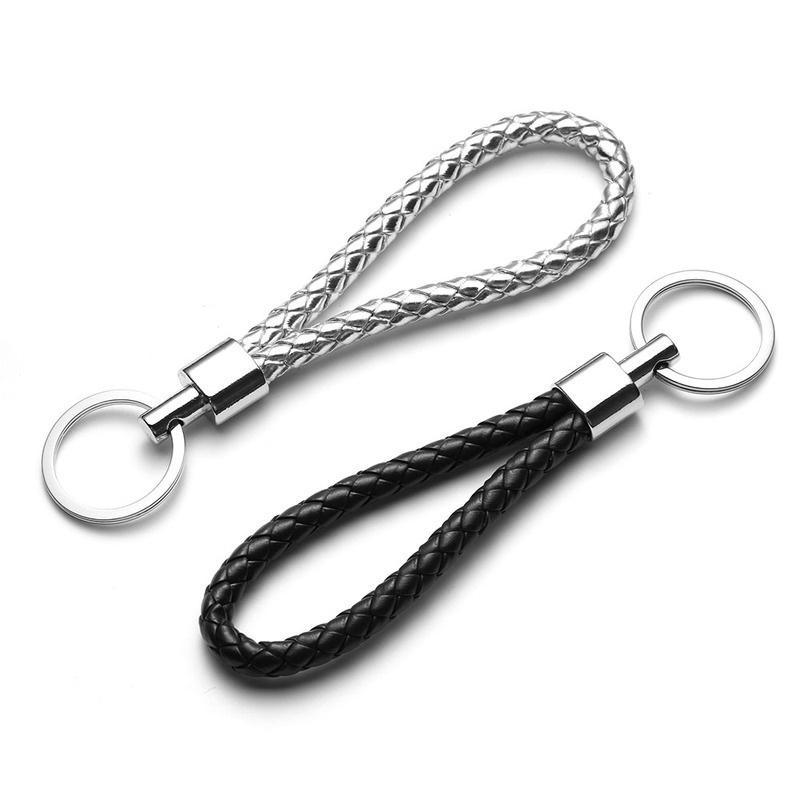 1PCS Multiple Colors Unisex Braided Leather Rope Handmade  Keychain Key Chain Car Key Ring Accessories
