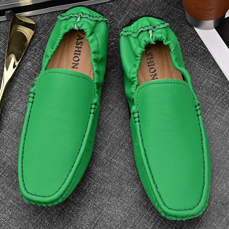 Summer New Hot-selling Amazon Large-size High-end Soft-soled Doudou Leather Shoes, Lazy Foot-covering Driving Men's Shoes
