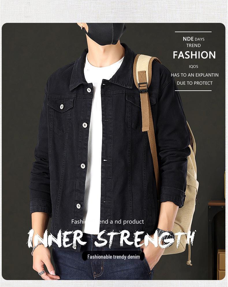 Men's Slim Fit Elastic Denim Jacket for Spring & Autumn - Casual Couple's Top
