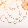 Titanium Steel Colorfast Four-leaf Clover Necklace and Bracelet Set Fashionable Elegant and Subtly Luxurious A Popular Online Clavicle Chain