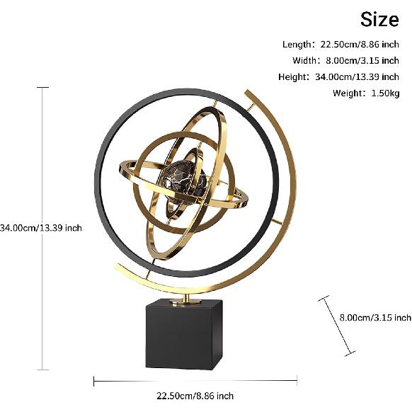 Modern Globe Sculpture - Stainless Steel Multi-Dimensional Home Office Decor, Perfect Gift for Art Lovers (S)