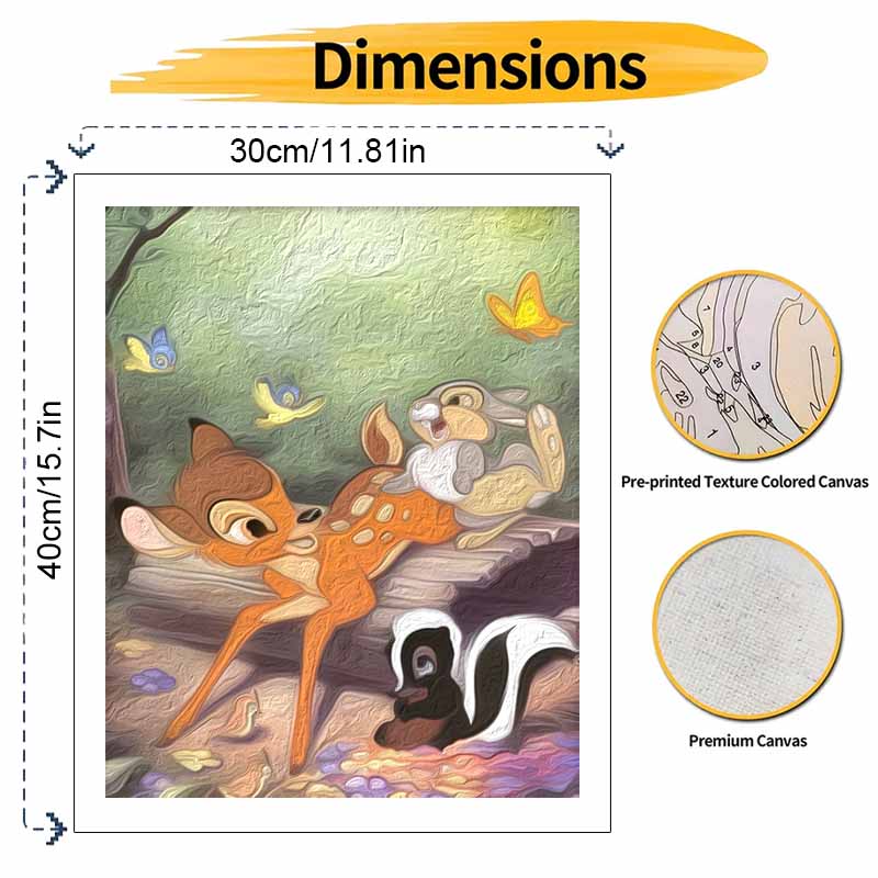 Disney Oil Painting Kit Painting Bambi Forest Friends Home Bedroom Wall Decor Gift