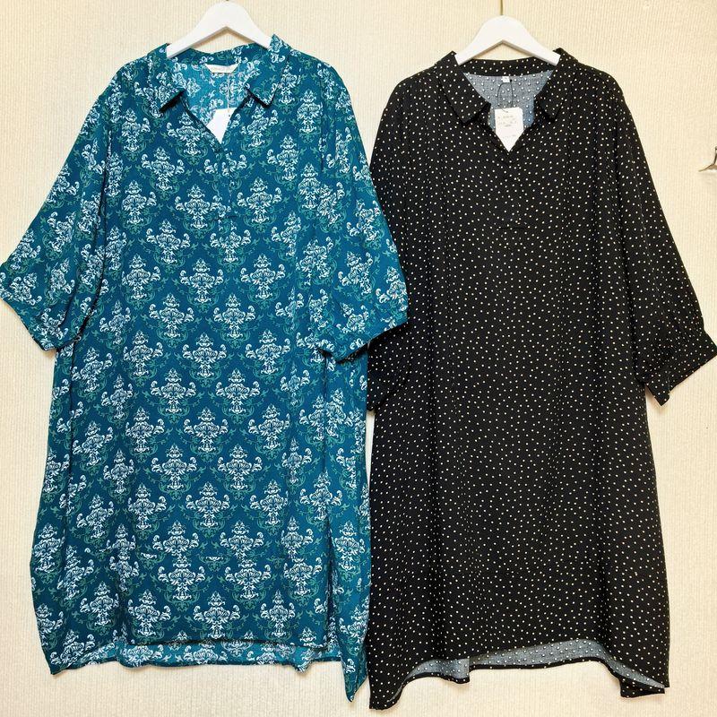 Trade Orders Exported to Japan Tail Goods Rayon Printing V-neck Pullover Dress Loose Casual Plus size Customer Supply Fabric Middle-aged Women Dress