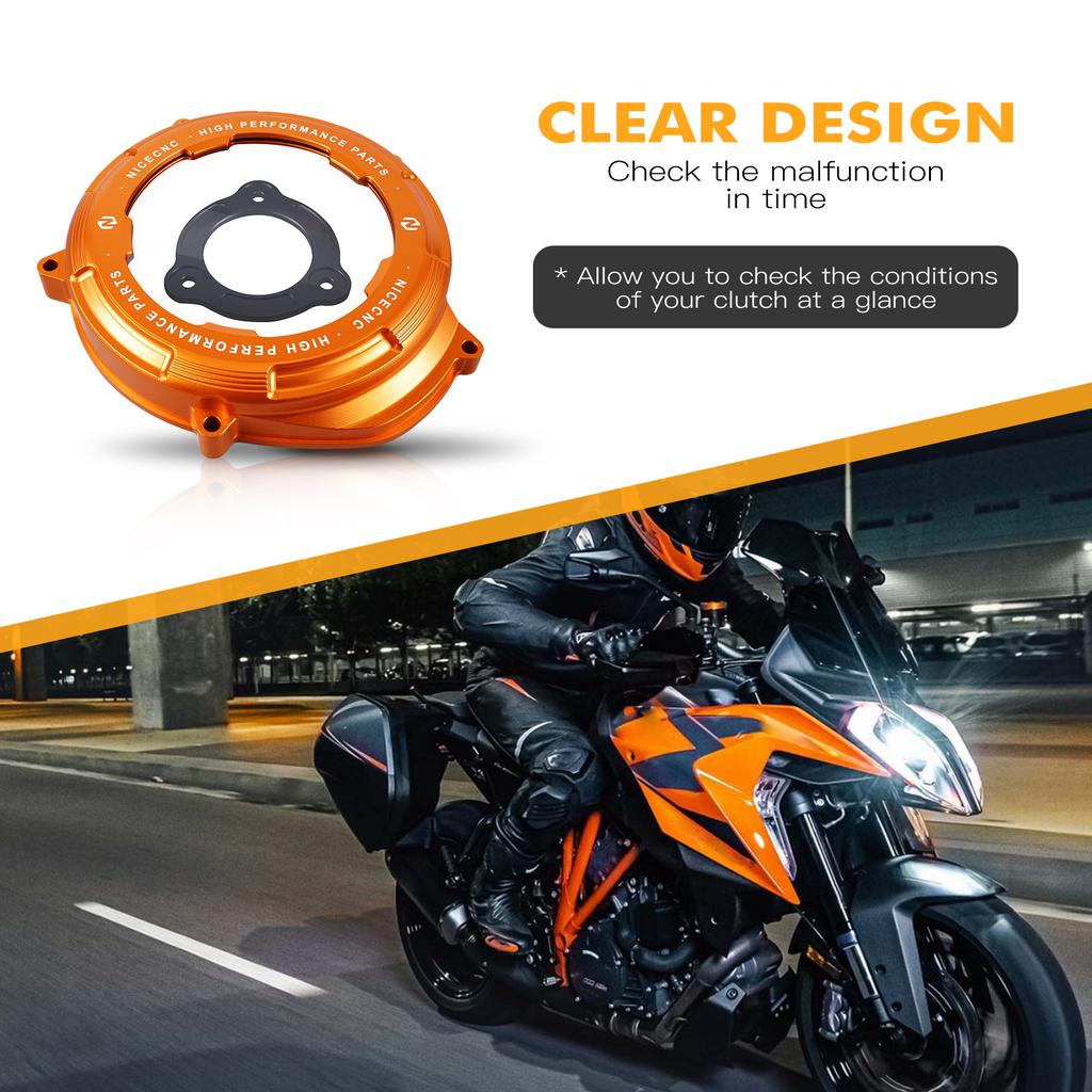 For 2017-2024 KTM 1290 Super Adventure R S T 1290 SAR SAS SAT Transparent Engine Clutch Cover for KTM 1290 Duke R/GT/EVO 2014-24