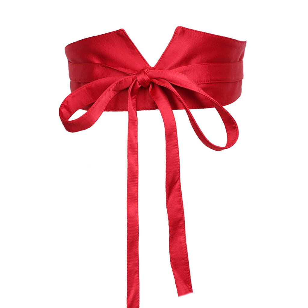 Ladies Underbust Corset Satiny Wide Waist Belt with Self Tie Rope Universal Women Formal Dress Shirt Coat Corset