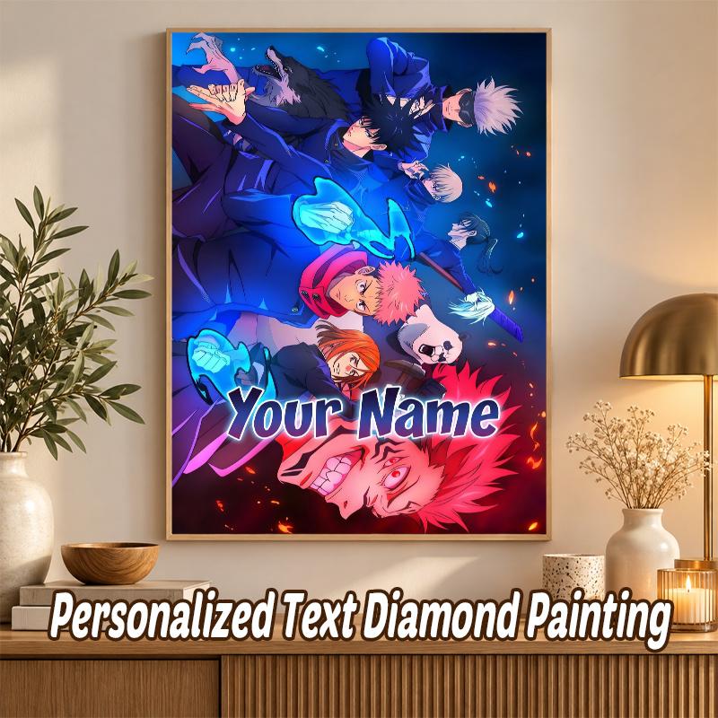 Jujutsu Kaisen Custom Name Text 5D Diamond Painting Kit DIY Full Drill Diamond Art Decoration