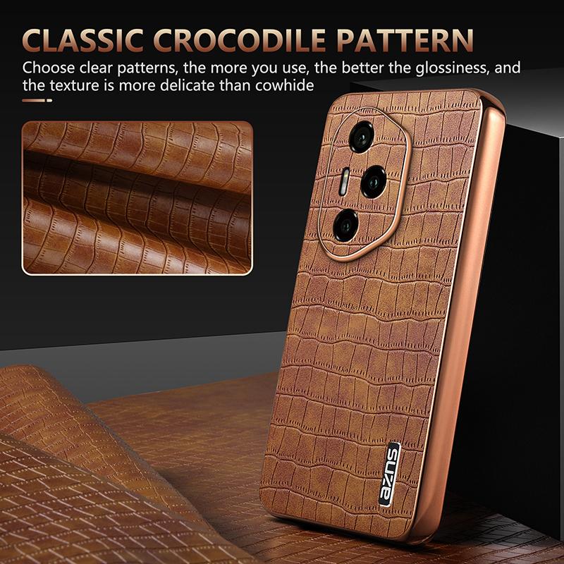 AZNS For Honor 300 Pro Case Electroplating Crocodile Texture PU+TPU Phone Cover