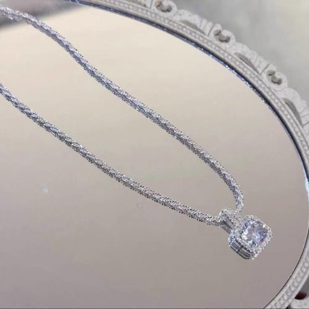 Gift Square Square Necklace Sparkling Elegant Jewelry Moissanite Necklace Women
