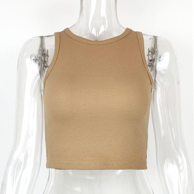 

Open Navel round Neck Neck Sleeveless Sexy Top Crop Top round Neck Sleeveless Tops CAMEL S