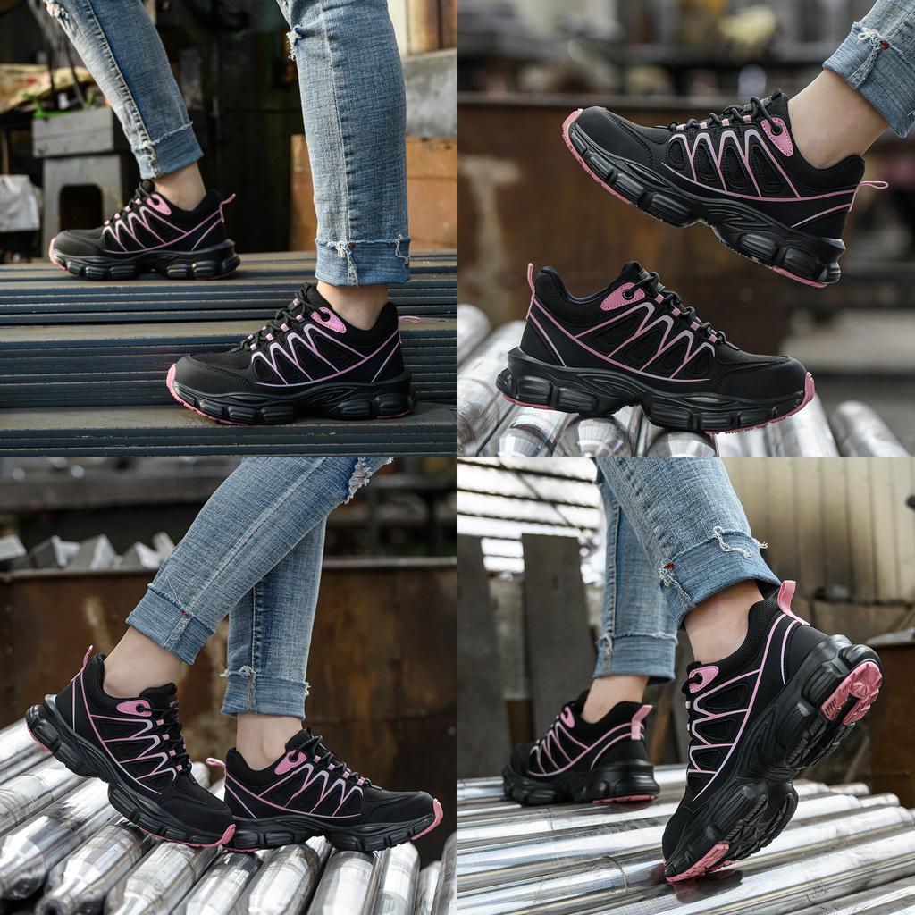 Uomo Donna Scarpe antinfortunistiche con punta in acciaio Pulsante rotante Scarpe da lavoro a prova di foratura Scarpe da sicurezza traspiranti anti-sfondamento Anti-pugnalata